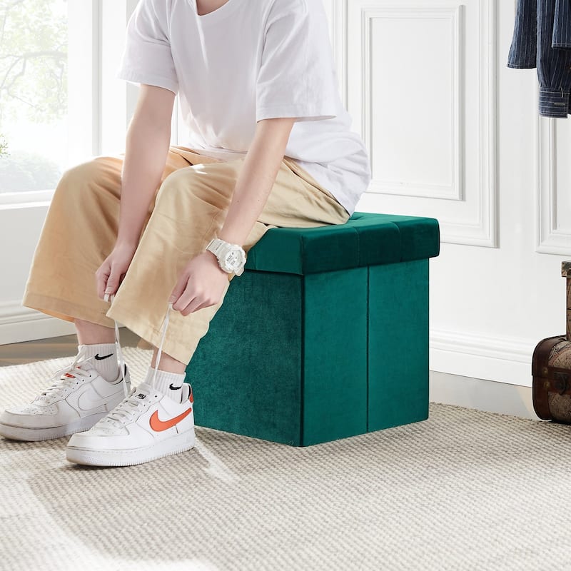 VECELO Modern Folding Tufted Square Storage Ottoman Foot Rest