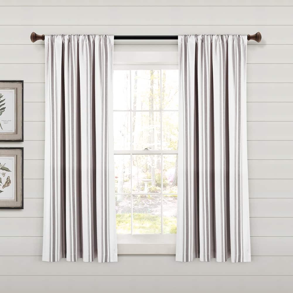 Lush Decor Farmhouse Stripe Yarn Dyed Cotton Window Curtain Panel Pair