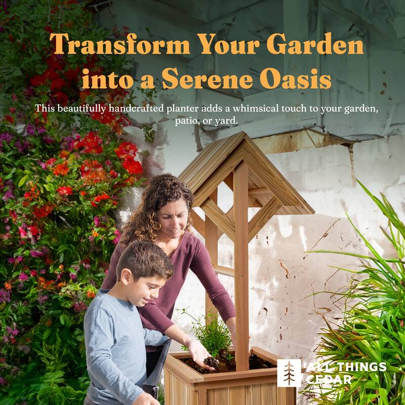 All Things Cedar 5-Ft Outdoor Wishing Well Planter Box for Flowers and Plants - 36
