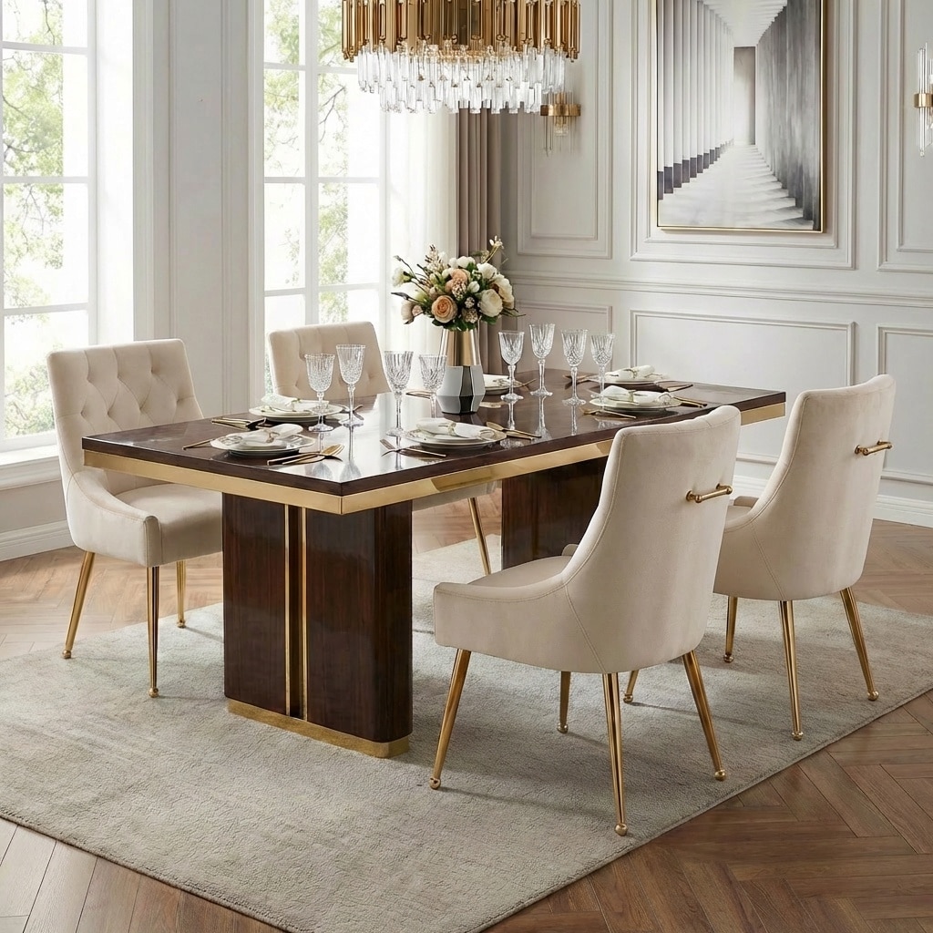 SEYNAR Modern Velvet Dining Chairs Set of 4, Upholstered Accent Chair Tufted Back Armless Chair with Back Pull