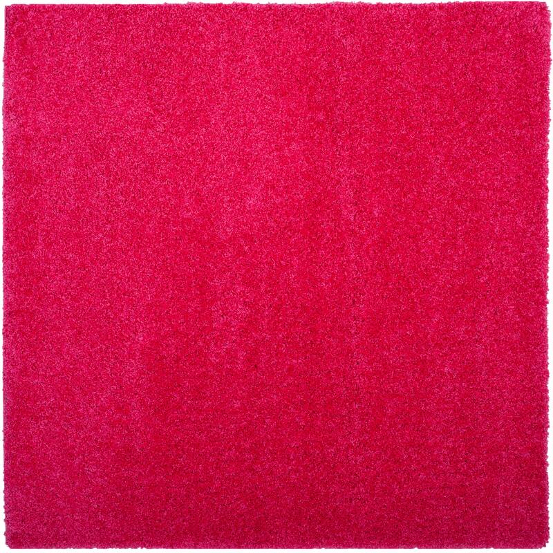 SAFAVIEH Laguna Shag Verdiana Solid Color 2-inch Thick Rug. - 6'7" Square - Fuchsia - Square