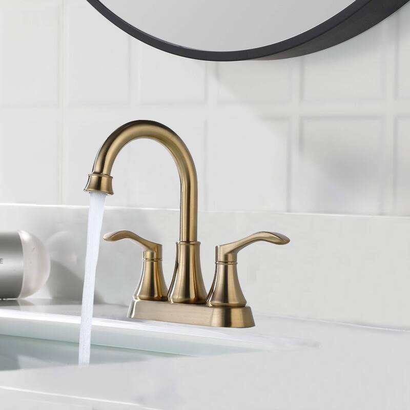 Brushed Gold 2-handle Bathroom Sink Faucet with Drain