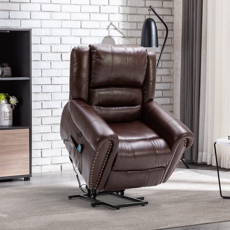Breathable Rivet Power Lift Recliner Chair with Massage,Heat and USB Port
