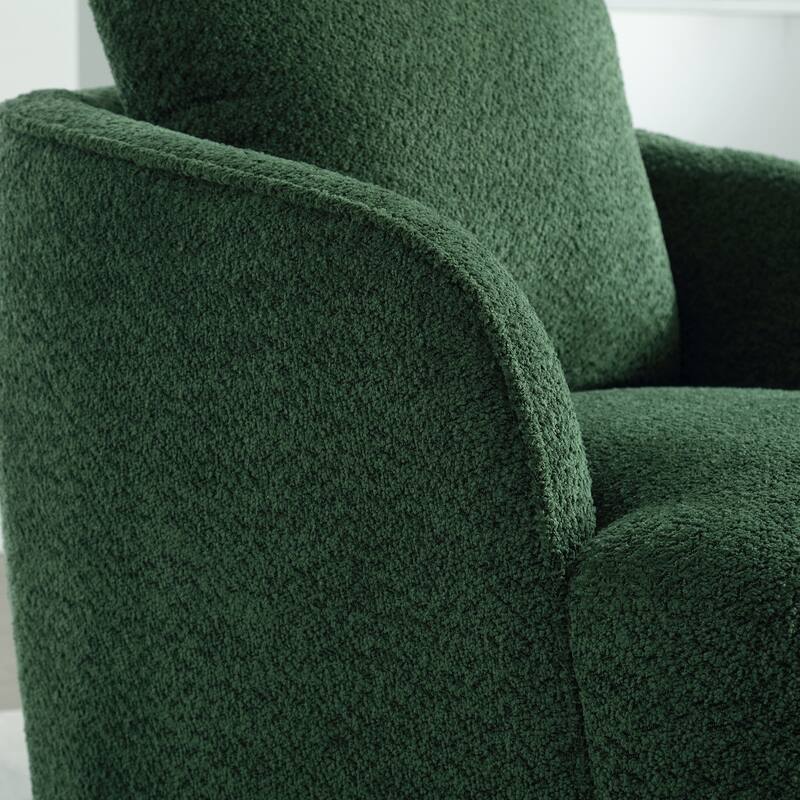 30.3"W Boucle Upholstered Swivel Accent Barrel Chair and Comfy Round Accent Single Sofa Chair