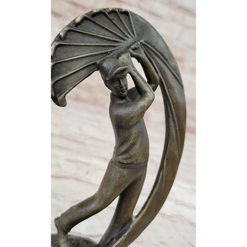 Male Figure Golf Celebration Trophy By Italian Artist Aldo Vitaleh Decor