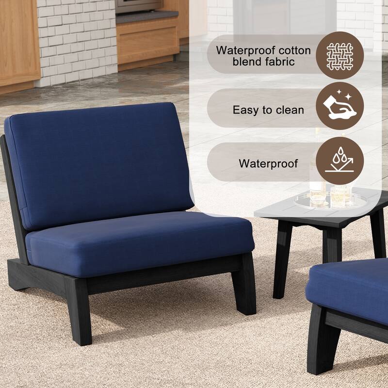 4 Set Outdoor Patio Teak Wood Club Chairs Loveseat with Coffee Table