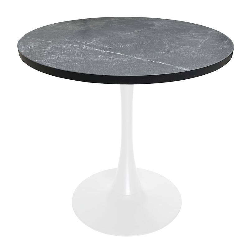 Bristol 36" Round Dining Table for 4 with MDF Top and Modern White Iron Base for Kitchen & Dining Room