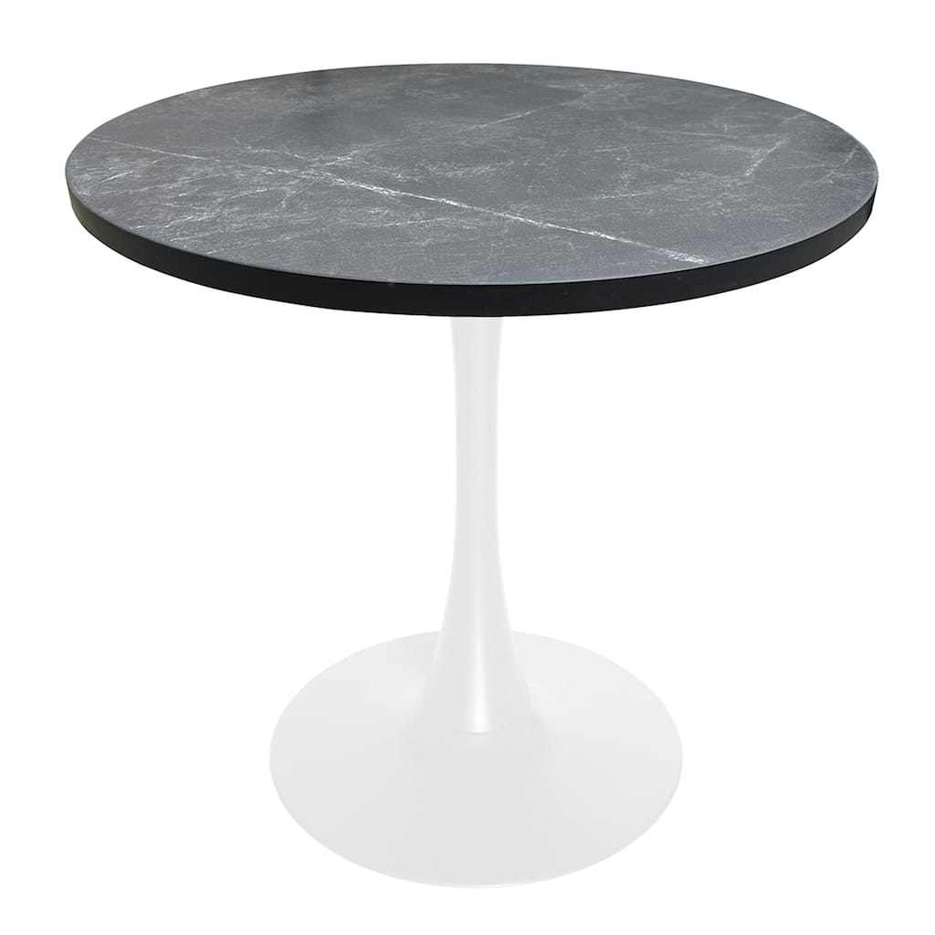 Bristol 36" Round Dining Table for 4 with MDF Top and Modern White Iron Base for Kitchen & Dining Room