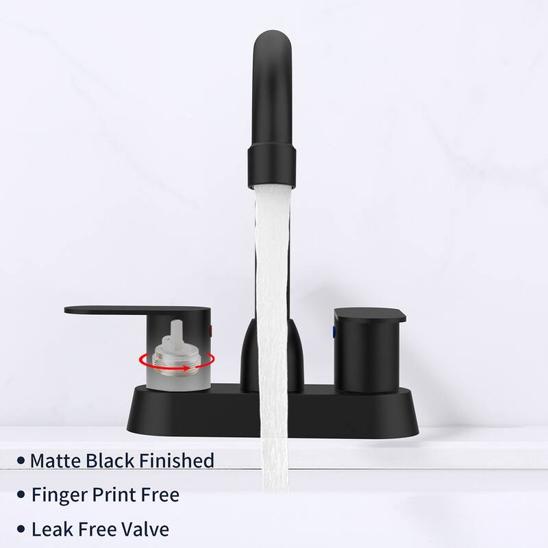 Matte Black 2 Handle Bathroom Sink Faucet with Swivel Spout - 6.22" x 2.12" x 8.26"