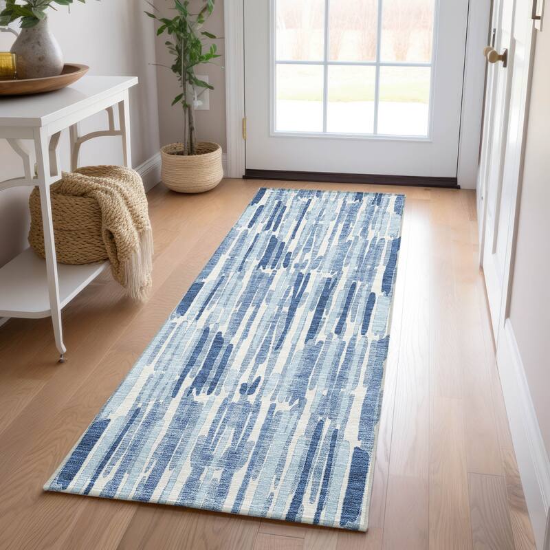 Machine Washable Indoor/ Outdoor Chantille Abstract Watercolor Rug