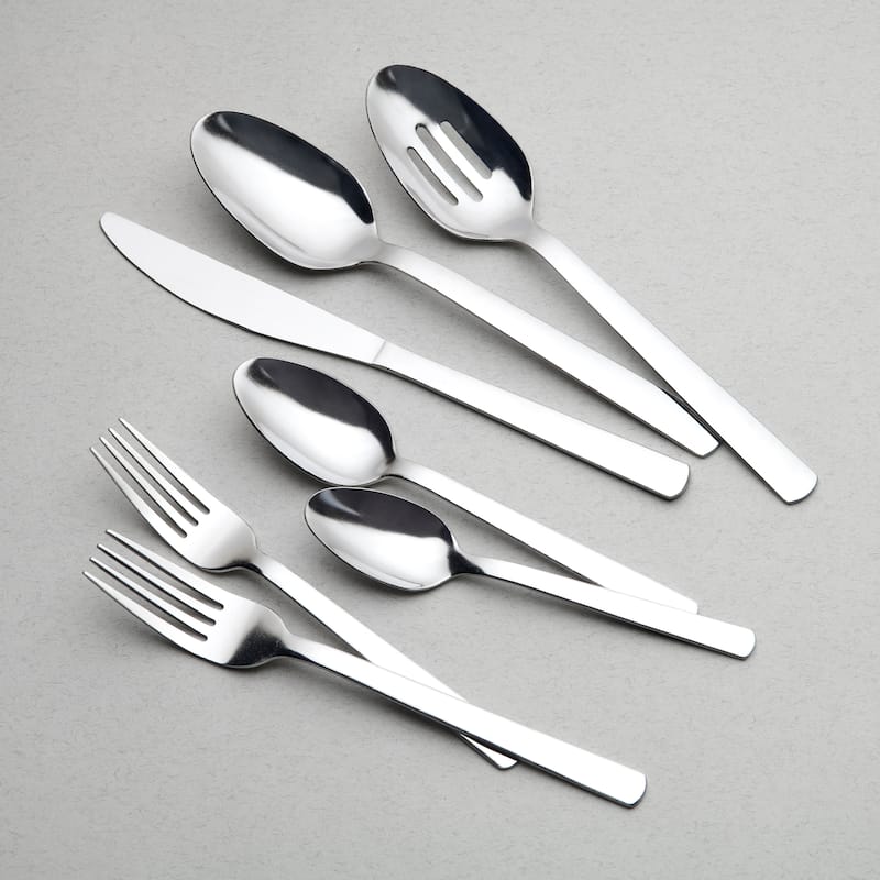 Ornative ANAKIN 18/0 Stainless Steel Silver 42 Pieces Flatware Set with Buffet - 10.71" H x 14.37" W x 1.77" D