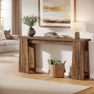 70.9-Inch Farmhouse Entryway Sofa Table Behind Couch