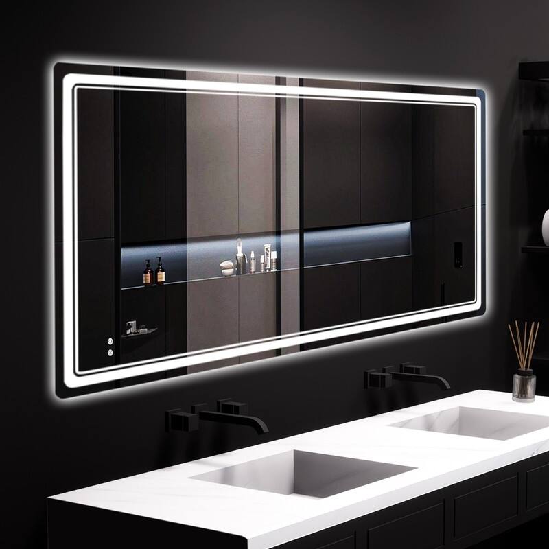 Wallbeyond 3-Tone Modern Style Frameless Rectangular LED Wall Mirror