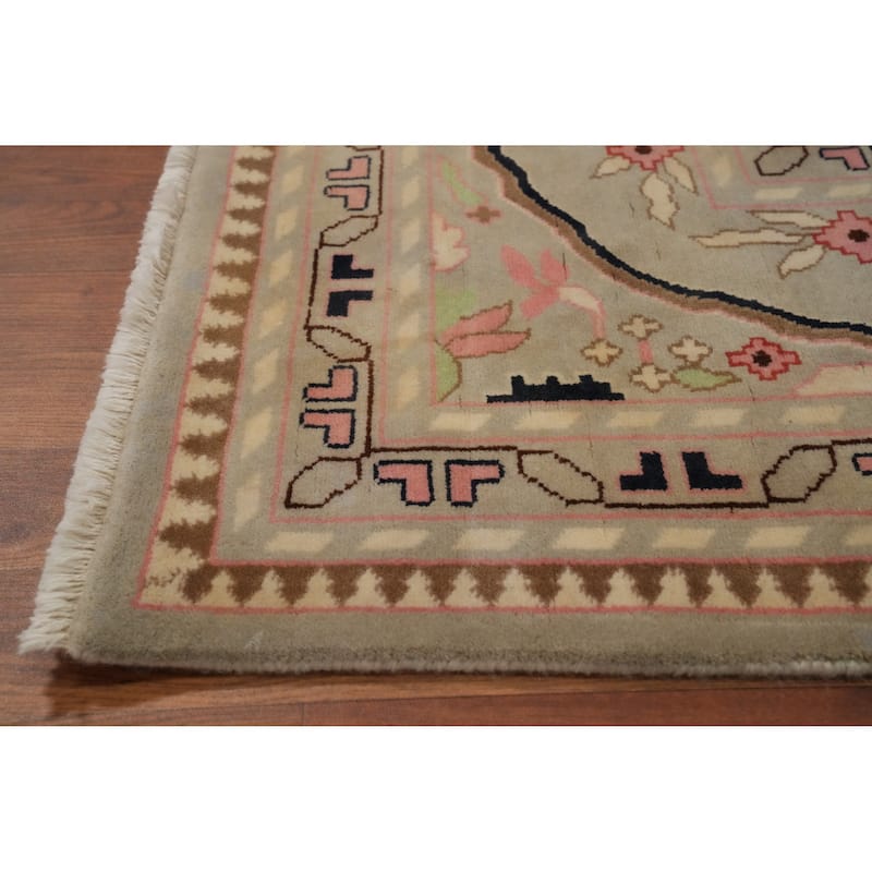 Hand-knotted Traditional Wool Beige Geometric Oriental Area Rug - 14' 1'' X 10' 0''
