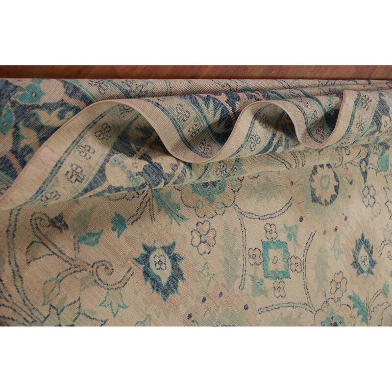 Geometric Vegetable Dye Floral Oushak Turkish Rug Handmade Wool Carpet - 9'4"x 12'2"