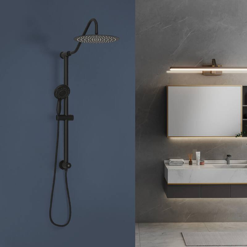 Topcraft Wall Mount 10-Inch Rain Showerhead with Multi-Function Handheld Showerhead
