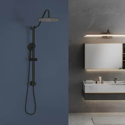 Topcraft Wall Mount 10-Inch Rain Showerhead with Multi-Function Handheld Showerhead