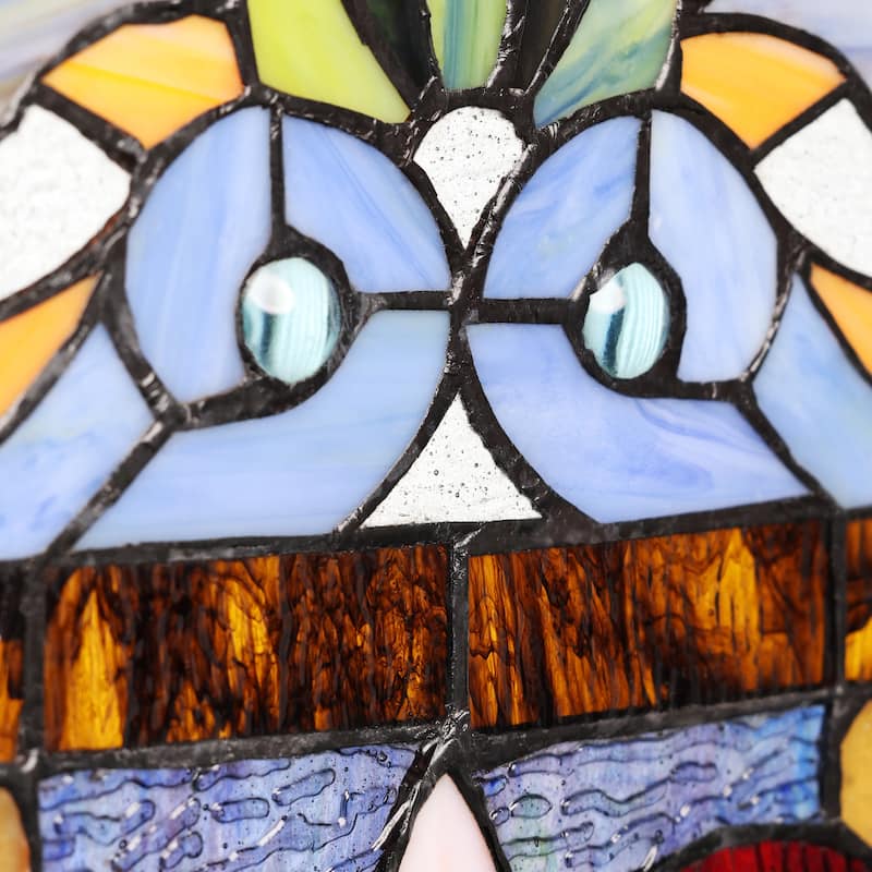 River of Goods Victorian Stained Glass Fleur De Lis Window Panel - 9.5"L x 0.25"W x 36"H