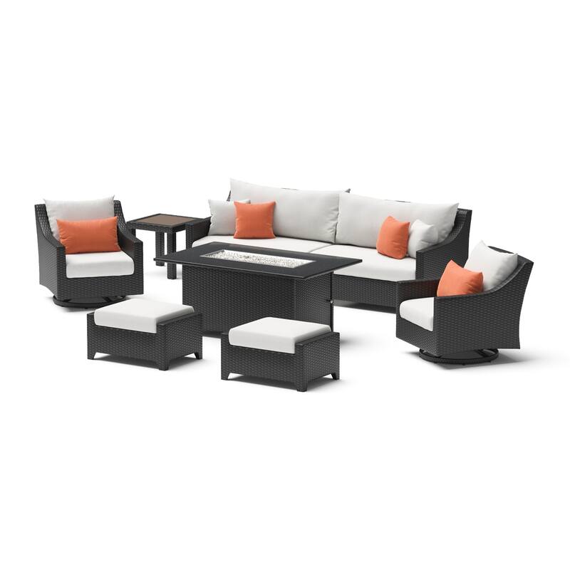 Deco 8 Piece Sunbrella Outdoor Patio Motion Fire Set with Table
