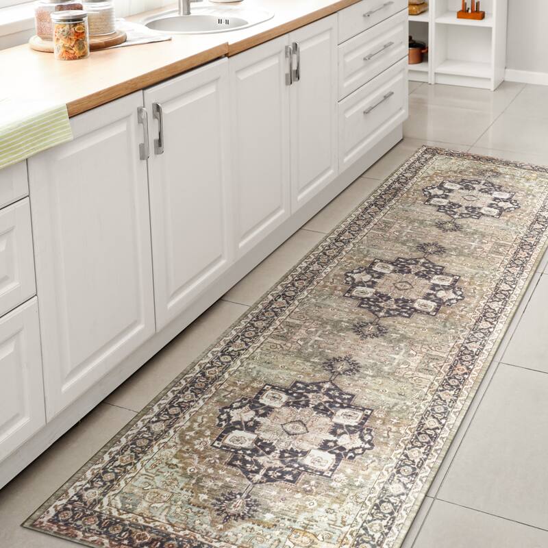 JONATHAN Y Marrakesh Ornate Medallion Machine Washable Area Rug