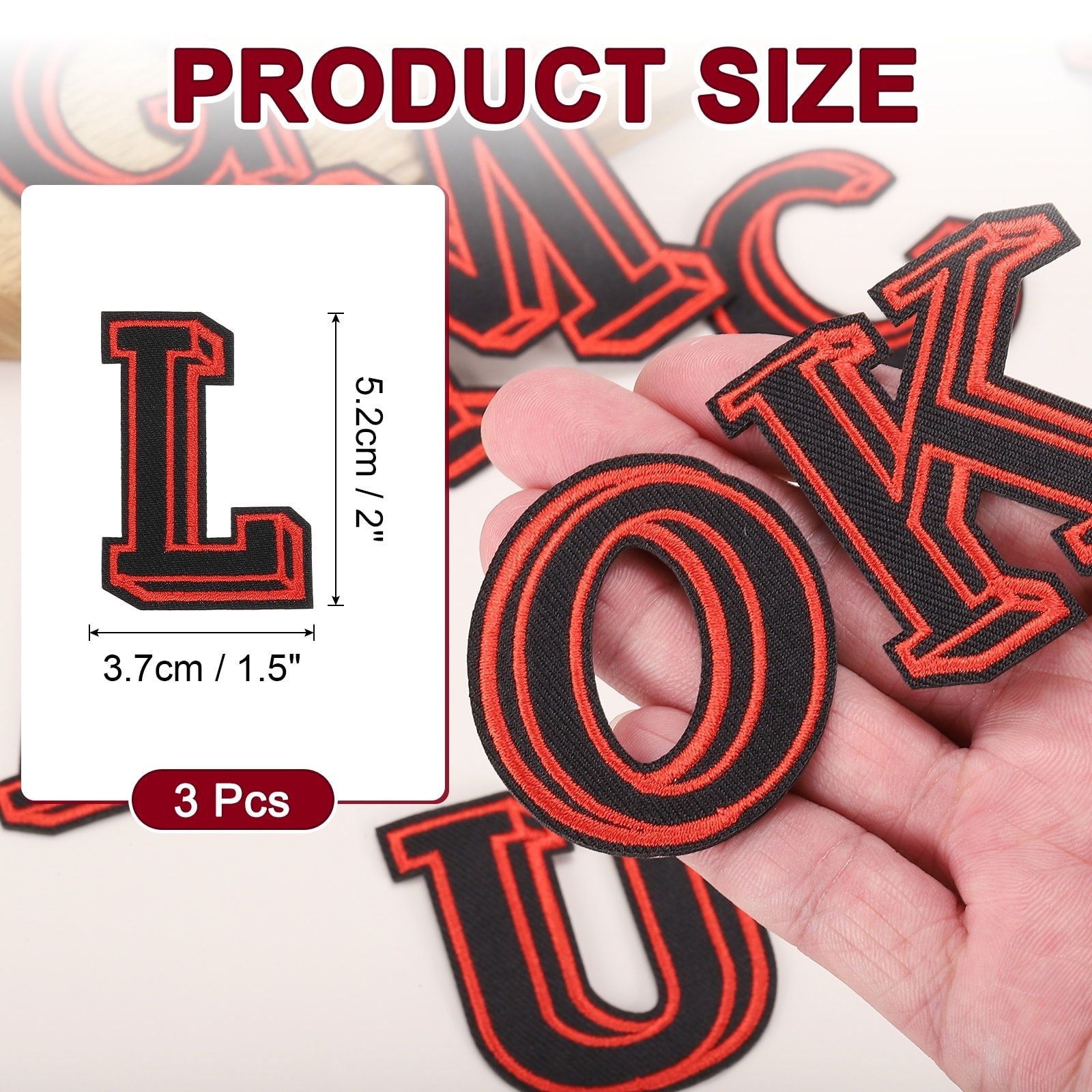 Embroidery Letters Patches for DIY Hat Bags - Black/Red