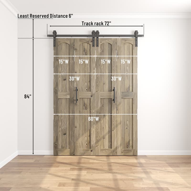 Coast Sequoia Arch Top 30in./36in./48in./60in./72in./96in. x 84in. Knotty Pine Wood Unfinished Bi-Fold Door With Hardware Kit