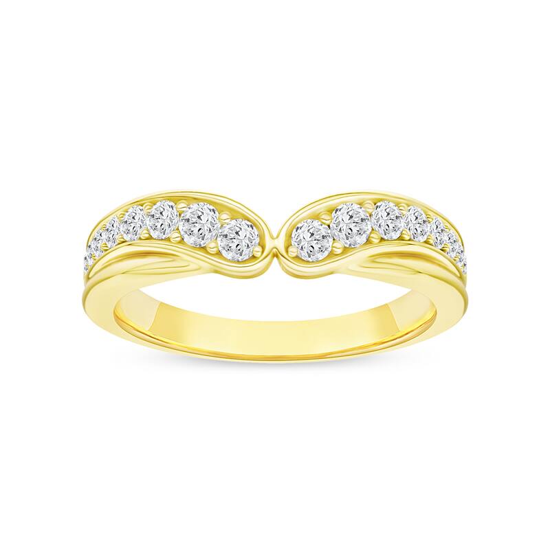 1/3ct TDW Diamond Contour Wedding Band in 10k Gold for Women - 9 - Yellow