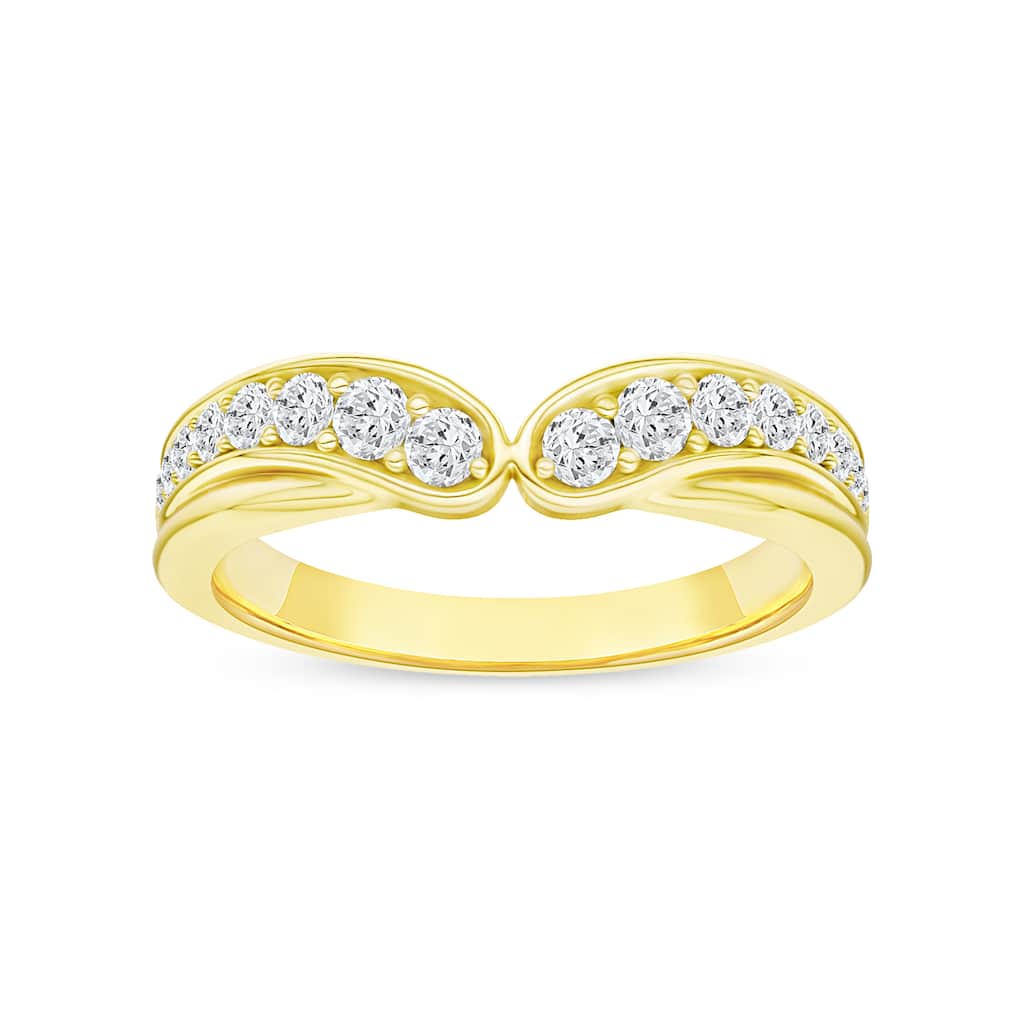 1/3ct TDW Diamond Contour Wedding Band in 10k Gold for Women