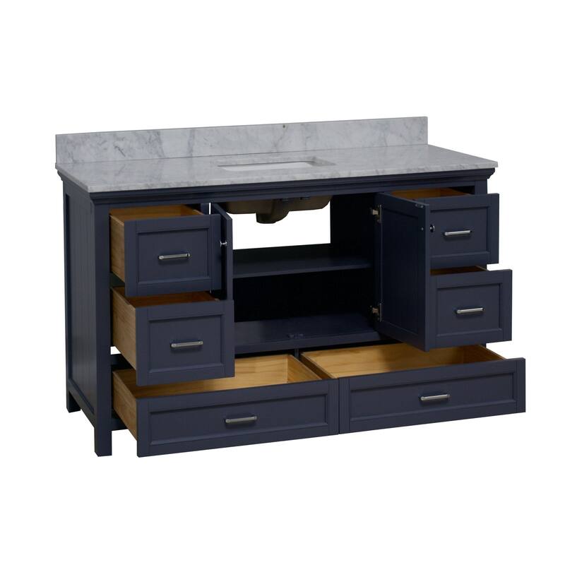 KitchenBathCollection Paige 60" Single Bathroom Vanity with Carrara Marble Top