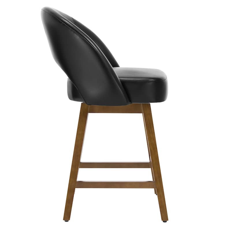 Upholstered Swivel Counter Height Bar Stools with Cutout Back and Solid Wood Frame - 38.2"H x 22.1"W x 23.6"D