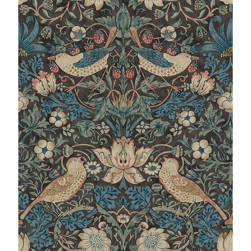 Strawberry Thief Charcoal Peel and Stick Wallpaper