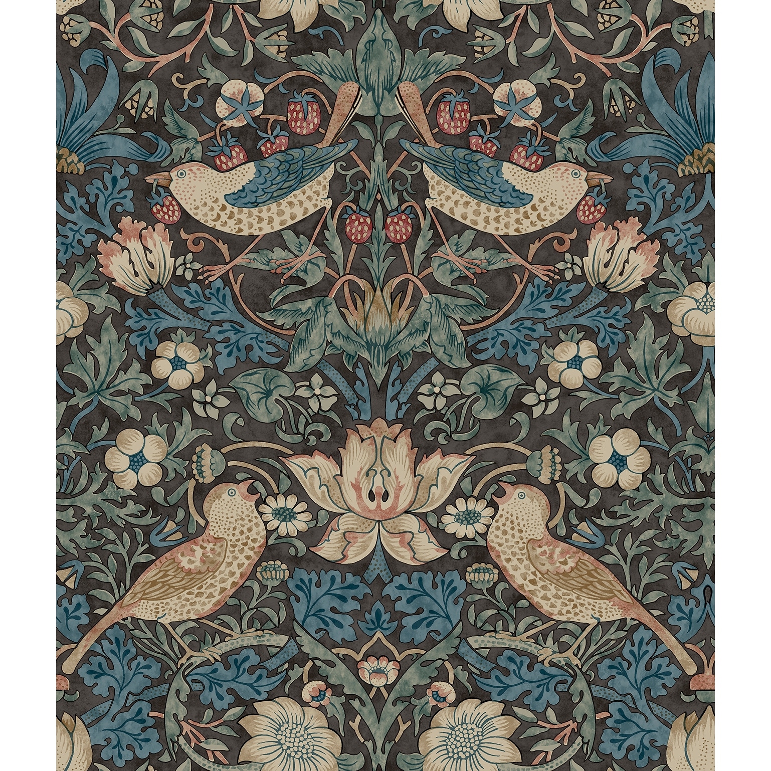 Strawberry Thief Charcoal Peel and Stick Wallpaper
