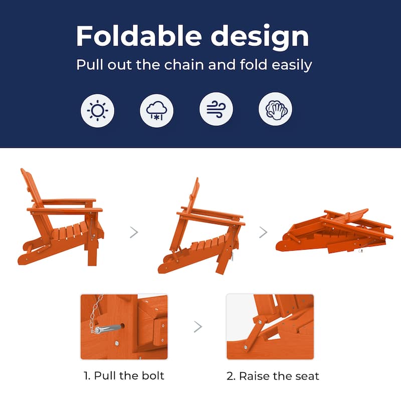 Outdoor HDPE Folding Classic Adirondack Chair All-Weather