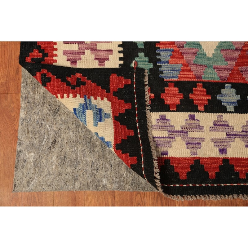 All-Over Trellis Kilim Oriental Area Rug Flatweave Wool Carpet - 8'4"x 9'5"