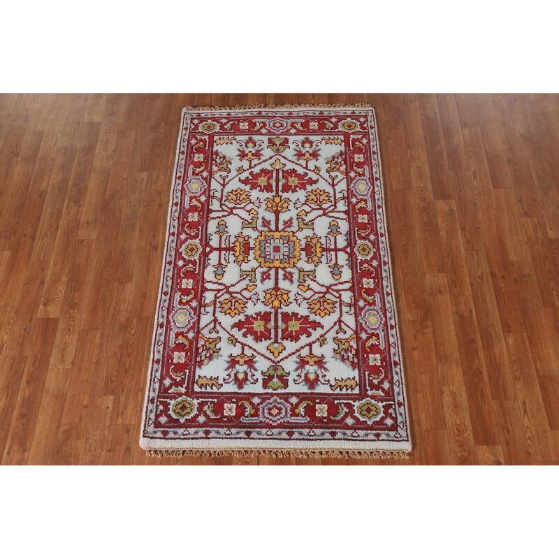 Light Blue Heriz Serapi Indian Rug Handmade Wool Carpet - 2'11"x 5'0"