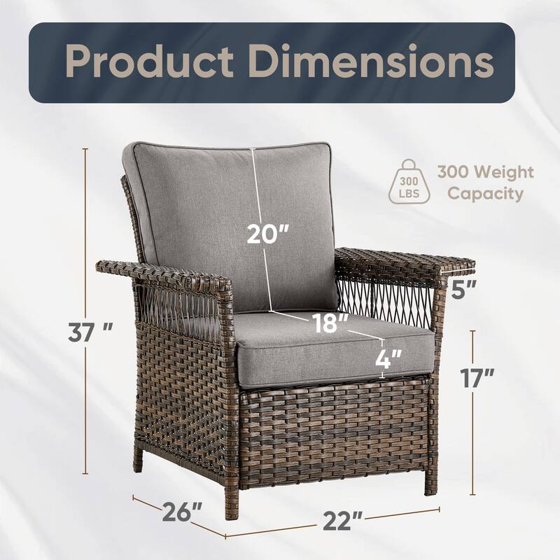 Pocassy Outdoor Swivel Chairs with Sofa Chair Ottoman and Table Set