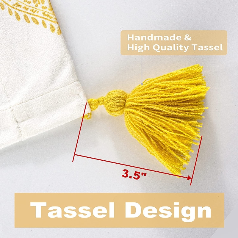 DriftAway Sadie Paisley Medallion Pattern Boho Velvet Window Curtain Valance with Handmade Tassels