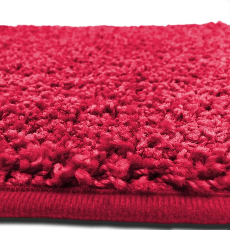 Layla 3 PC Shaggy Bathroom Rug Set, Bath Mat, Contour Rug, Lid Cover, Solid Colors