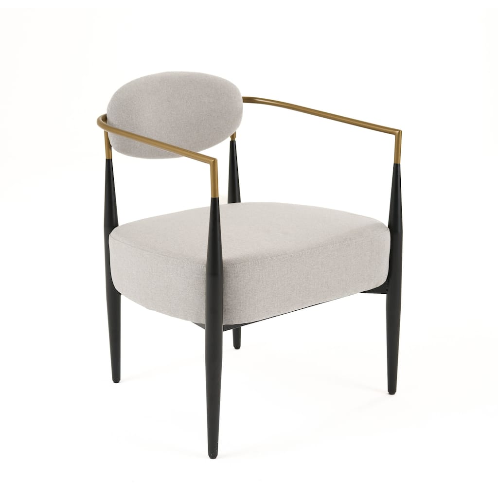 Modrest Liberty Modern Light Grey Fabric & Black & Gold Accent Chair