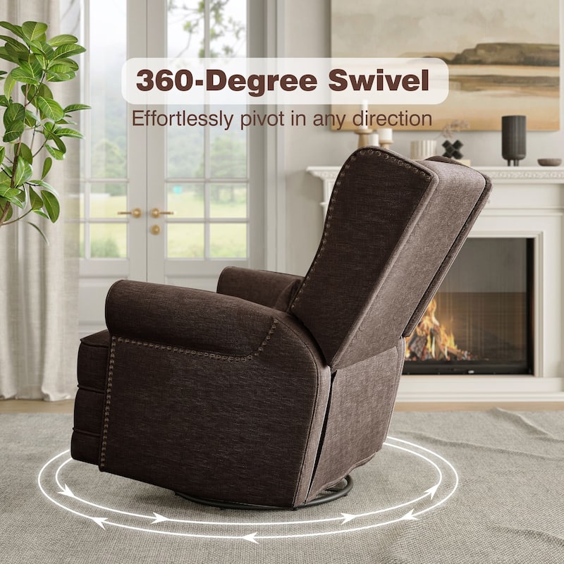 Swivel Recliner Chair with Extra Large Footrest, Grey