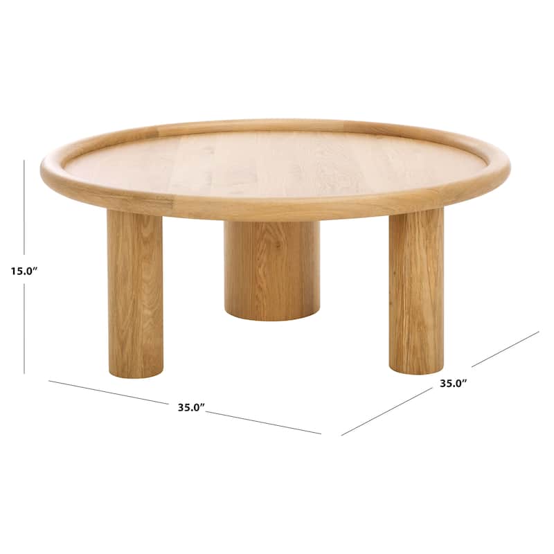 SAFAVIEH Couture Madelynn Round Wood Coffee Table - 35"W x 35"D x 15"H