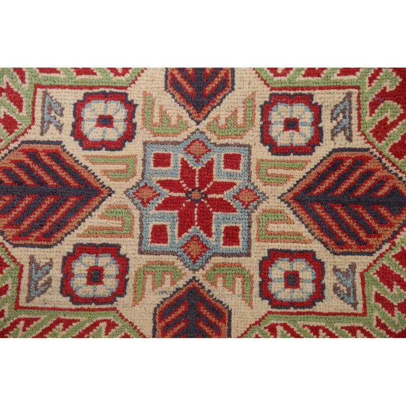 Hand Knotted Oriental 100% Wool Carpet Traditional Geometric Red Kazak Area Rug - 10' 2'' X 6' 4''