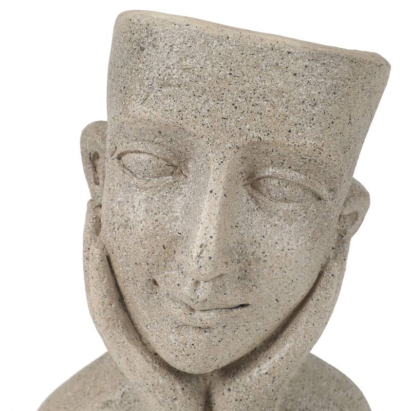Speckled Beige MgO Happy Bust Head Indoor/Outdoor Statue Planter
