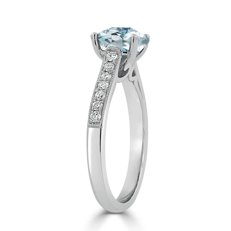 Auriya 3/4ct Fancy Oval Aquamarine and Diamond Engagement Ring 1/4ctw 14k Gold