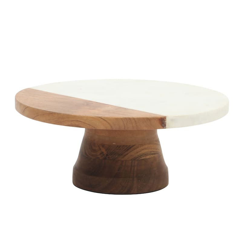 Gibson Elite Ridgehaven 11" Marble Cake Stand, Serving Platter, Charcuterie Board, and Center Piece Home Décor With Glass Lid