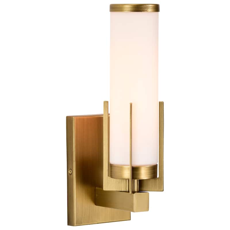 Roselle 1 Light Vanity Natural Brass with White Glass - Natural Brass