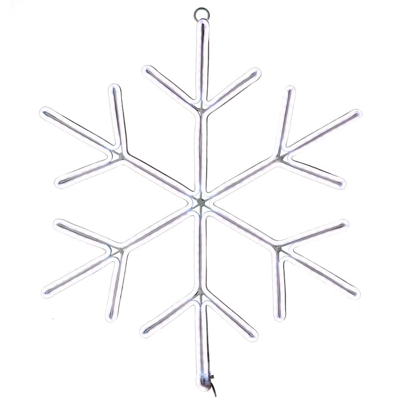 National Tree Company 18 in. Neon Style Lighted Snowflake Decoration - White - 18 in