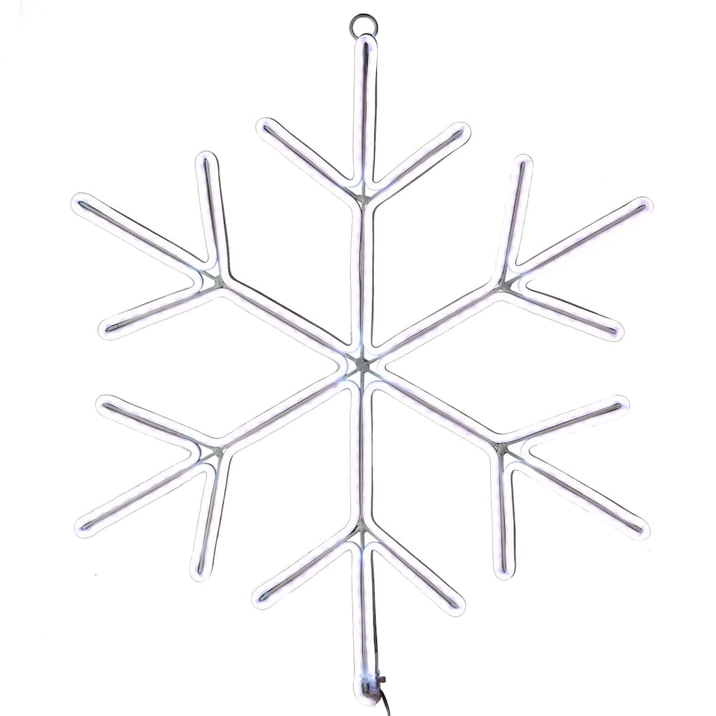 National Tree Company 18 in. Neon Style Lighted Snowflake Decoration - White - 18 in