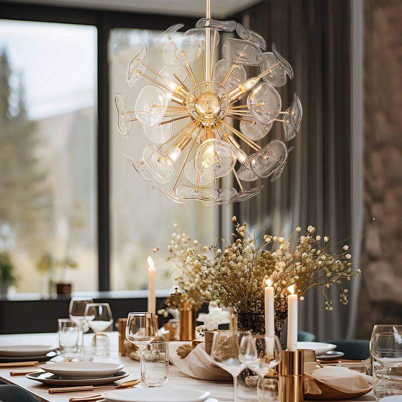 Arvill 8-Lights Modern Sputnik Firework Starburst Sphere Chandelier with Glass Sheet