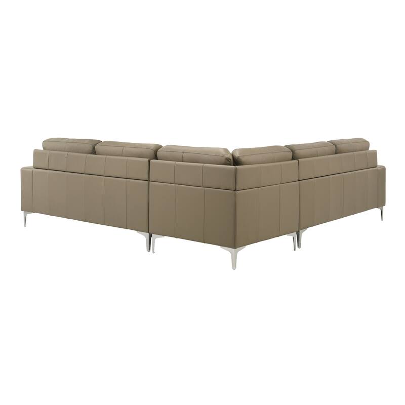 Pimentel Modern 102 in. Modern Top Grain Genuine Leather Sectional Sofa with Tufted Back and Track Arms